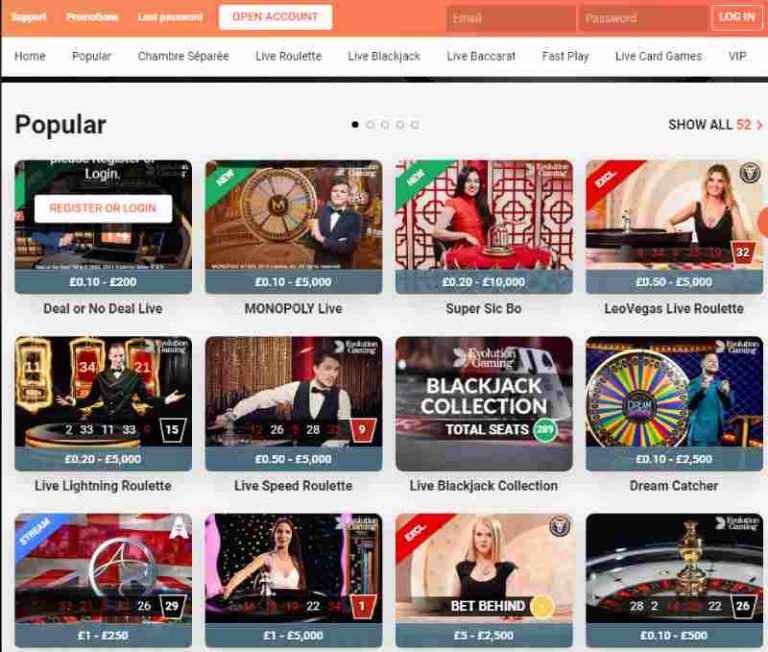LeoVegas (live) Ubet Gambling Portal