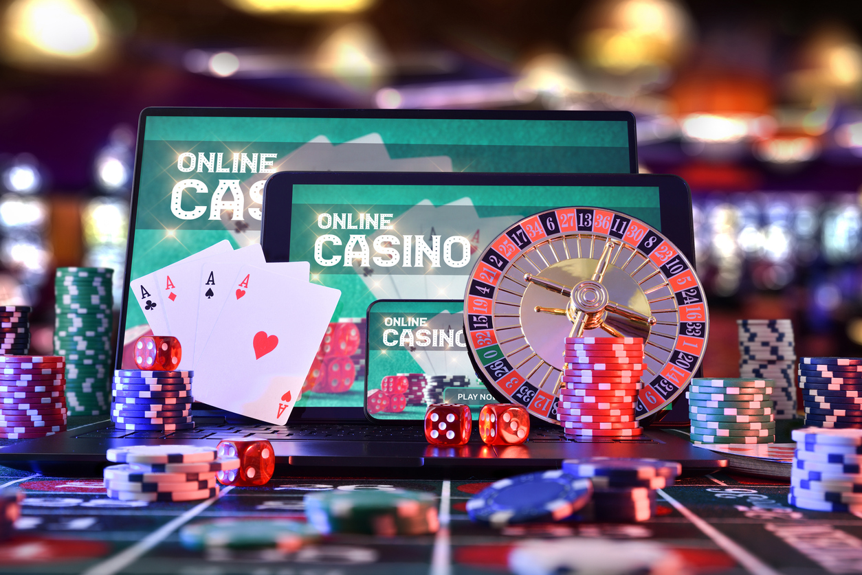 Electronic devices for online casino gaming in a gaming room